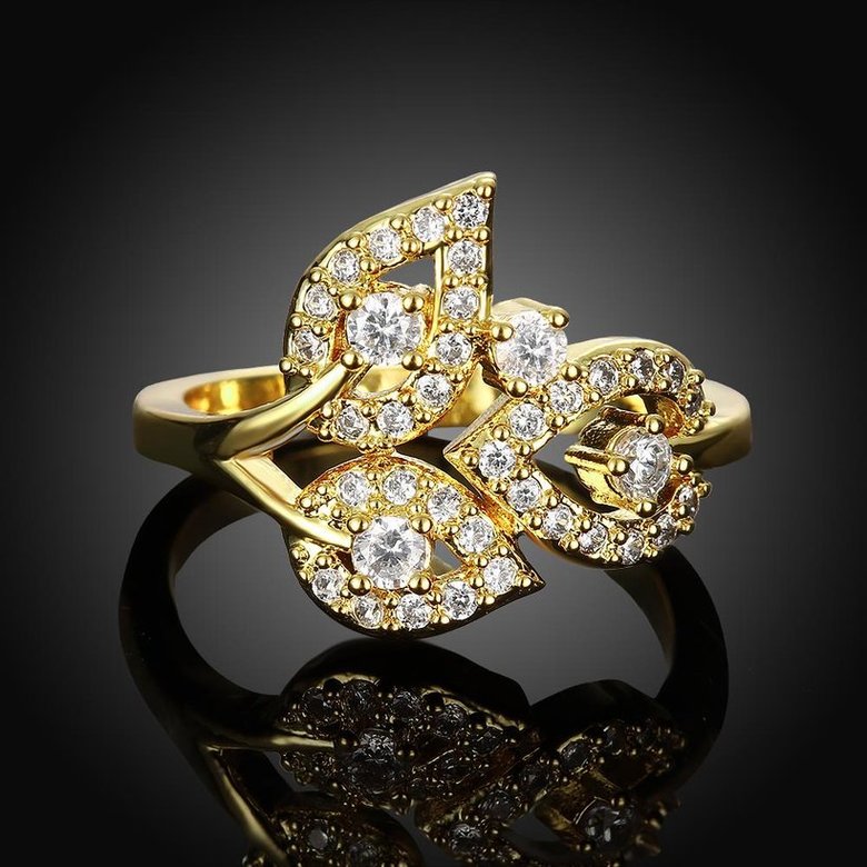 Wholesale Romantic 24K Gold Plant White CZ Ring TGGPR831 1