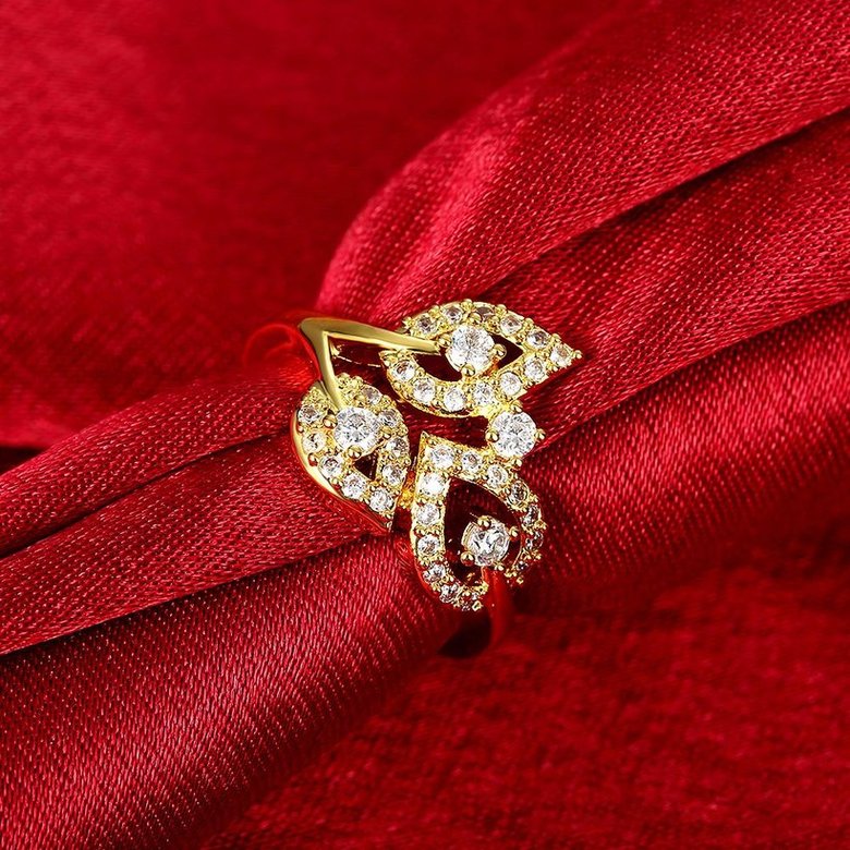 Wholesale Romantic 24K Gold Plant White CZ Ring TGGPR831 3