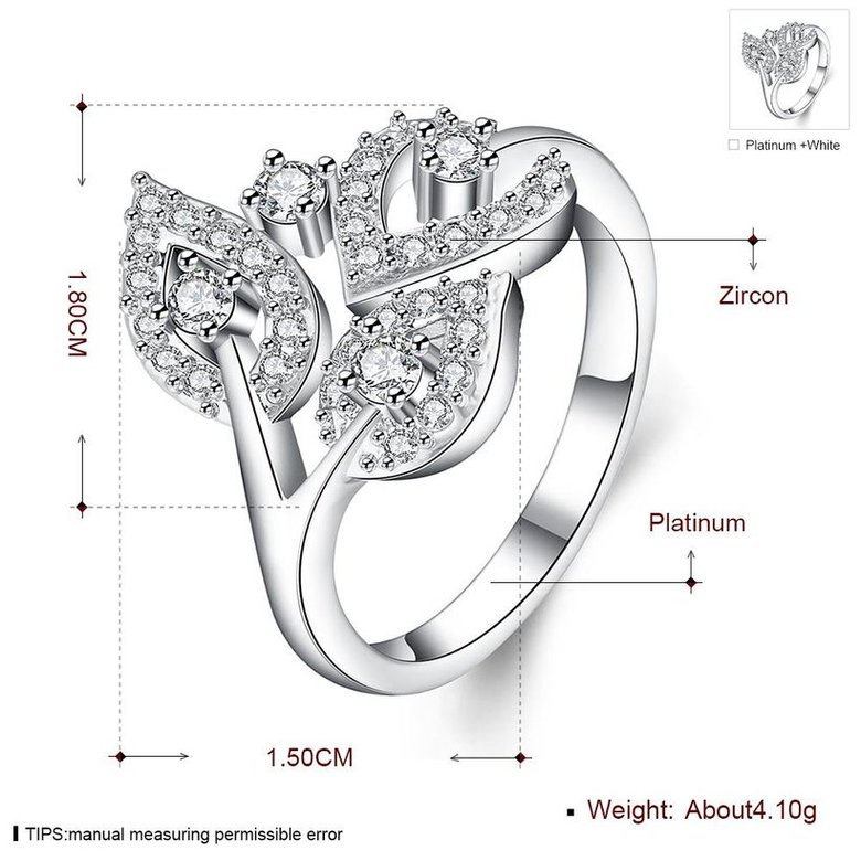 Wholesale Romantic Platinum Plant White CZ Ring TGGPR836 0