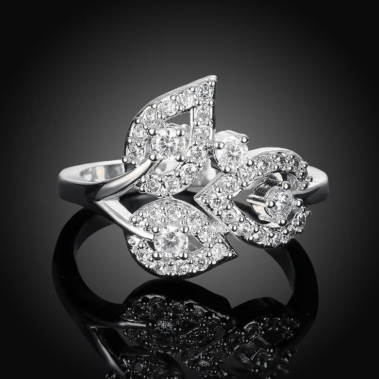 Wholesale Romantic Platinum Plant White CZ Ring TGGPR836 1