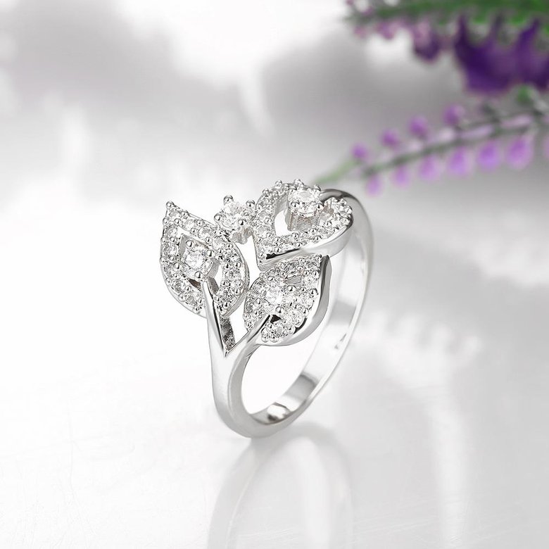 Wholesale Romantic Platinum Plant White CZ Ring TGGPR836 2