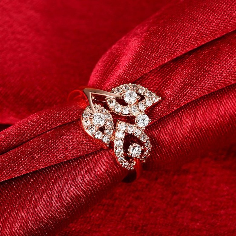 Wholesale Romantic Rose Gold Plant White CZ Ring TGGPR841 3