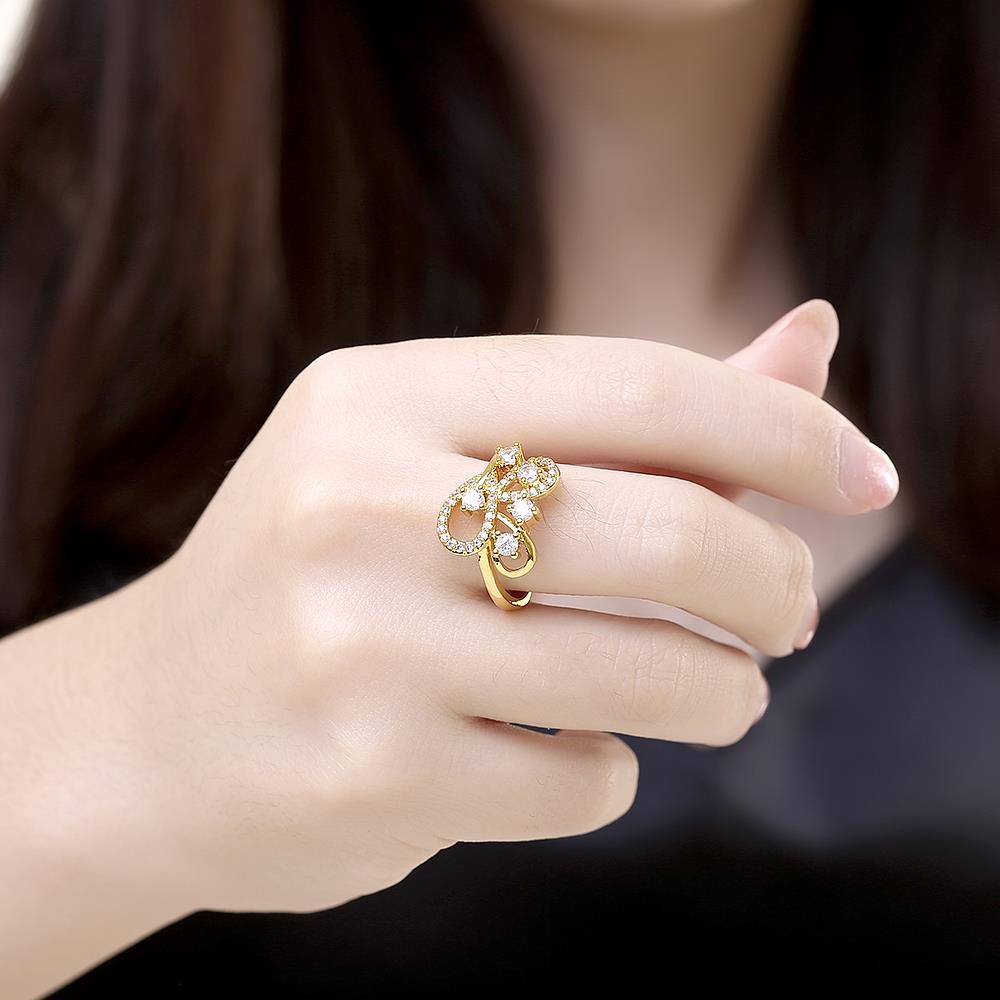 Wholesale Hot sale jewelry from China  Romantic 24K Gold Geometric White CZ Ring TGGPR011 1