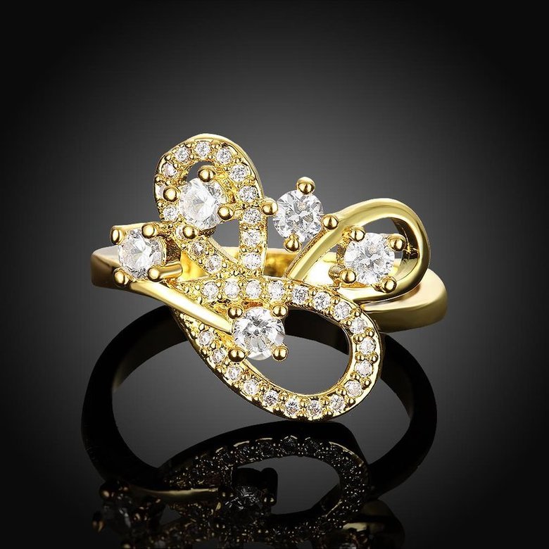 Wholesale Hot sale jewelry from China  Romantic 24K Gold Geometric White CZ Ring TGGPR011 3