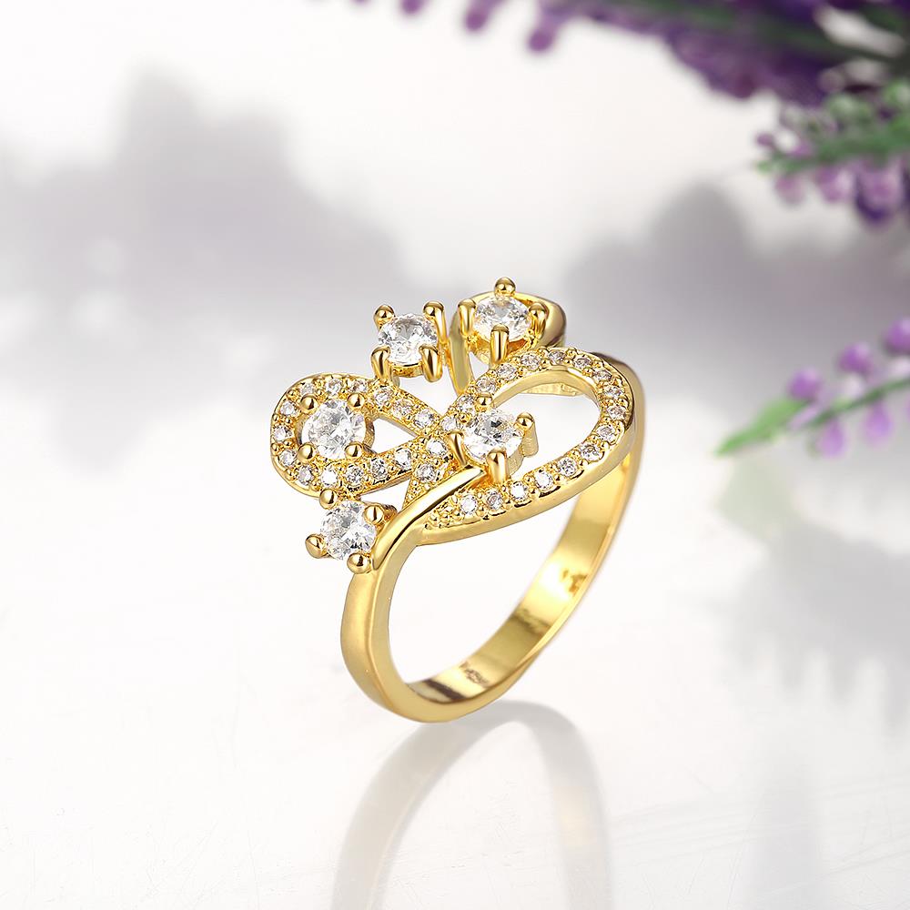 Wholesale Hot sale jewelry from China  Romantic 24K Gold Geometric White CZ Ring TGGPR011 4