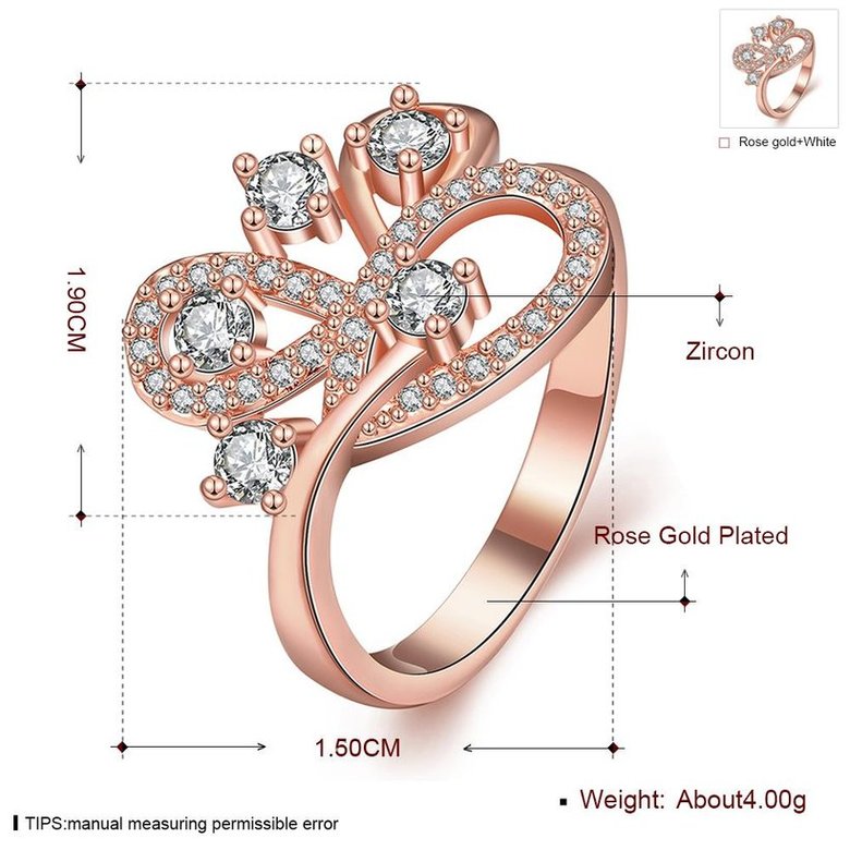 Wholesale Romantic Rose Gold Geometric White CZ Ring TGGPR850 0