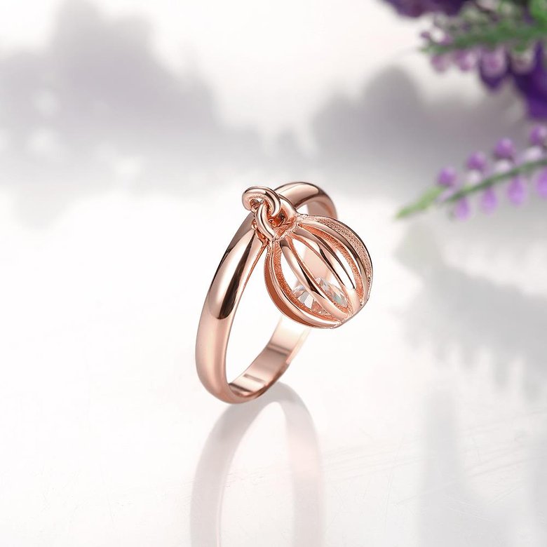 Wholesale Cute Rose Gold Geometric White CZ Ring TGGPR863 1