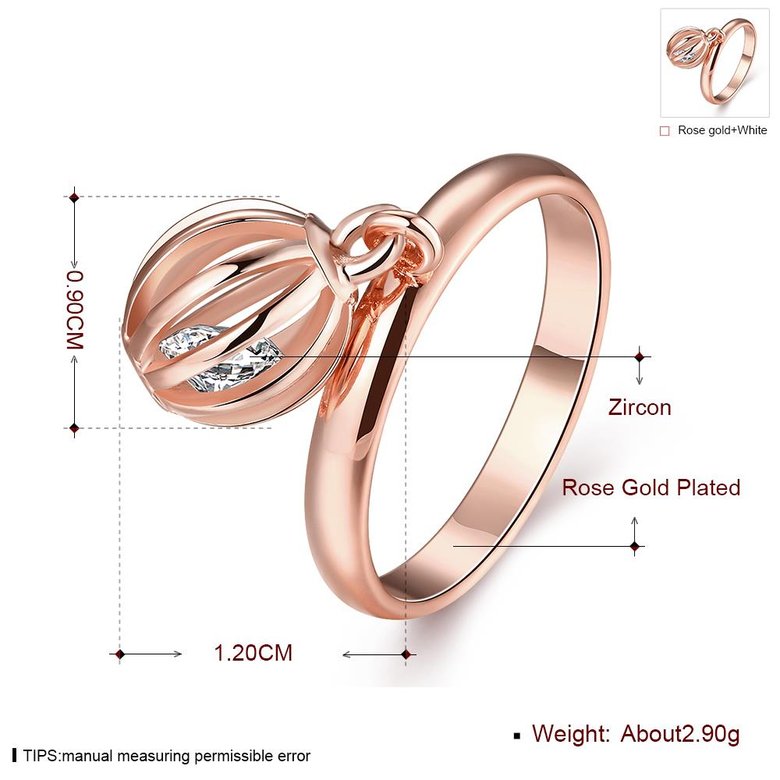 Wholesale Cute Rose Gold Geometric White CZ Ring TGGPR863 2