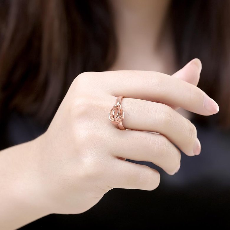 Wholesale Cute Rose Gold Geometric White CZ Ring TGGPR863 4