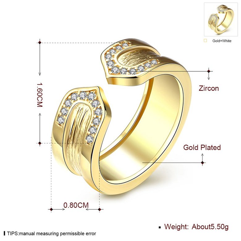 Wholesale Classic 24K Gold Geometric White CZ Ring TGGPR866 0