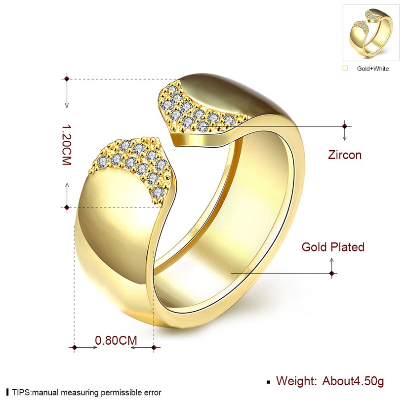 Wholesale Trendy 24K Gold Geometric White CZ Ring TGGPR876 0