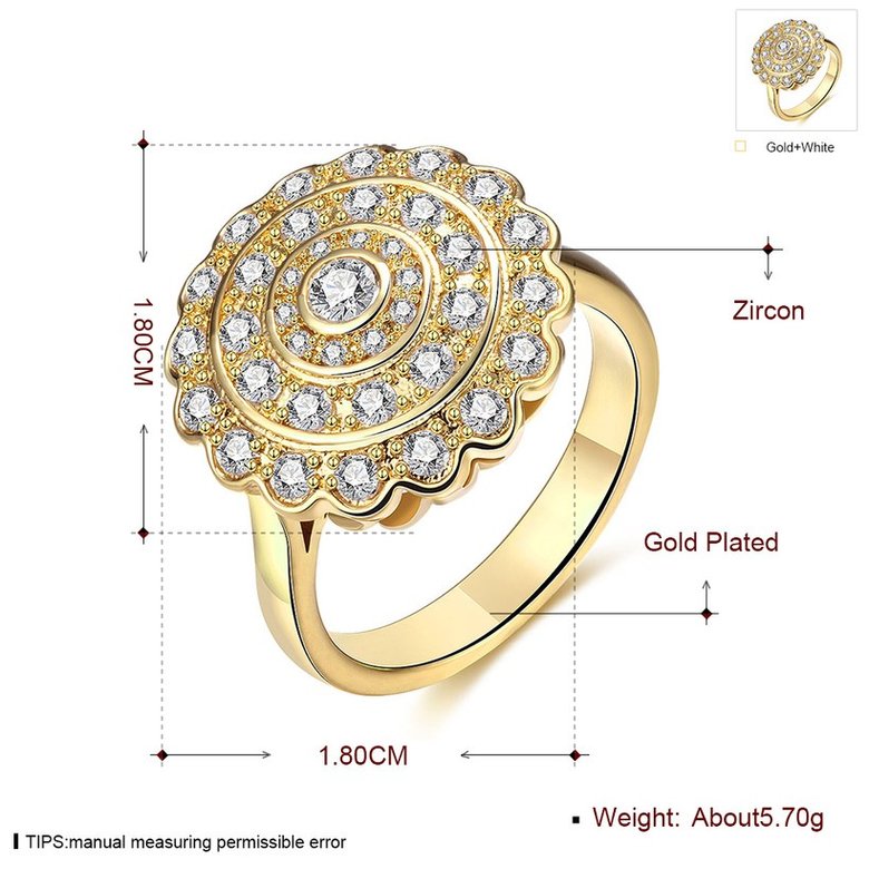 Wholesale Classic 24K Gold Round White CZ Ring TGGPR896 0