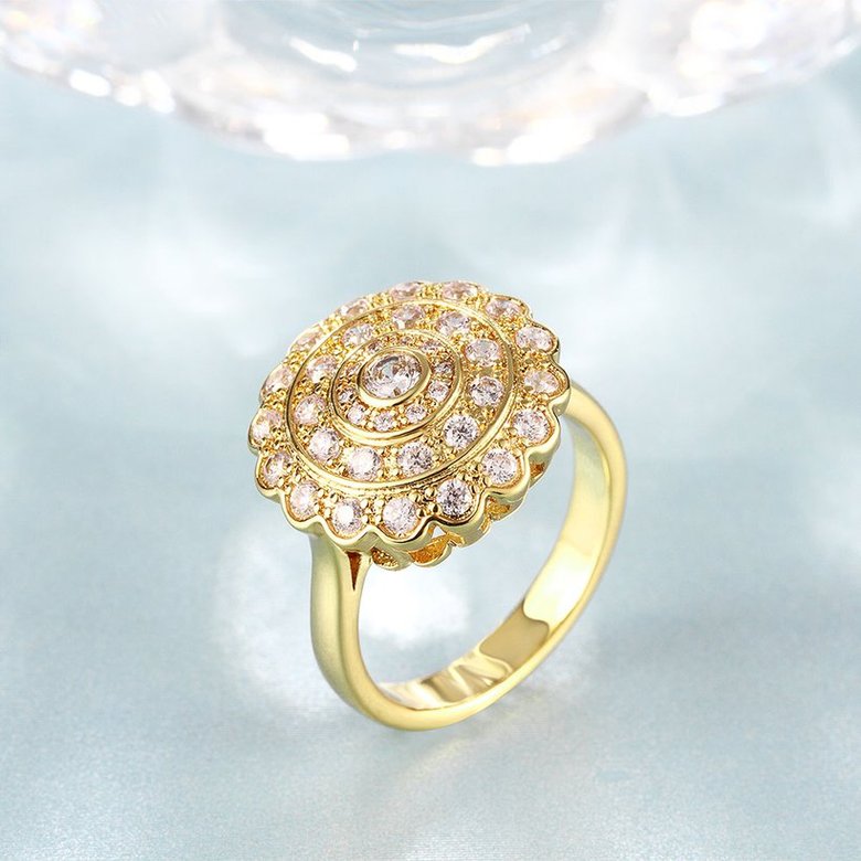 Wholesale Classic 24K Gold Round White CZ Ring TGGPR896 2