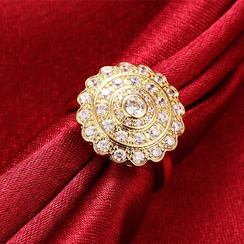 Wholesale Classic 24K Gold Round White CZ Ring TGGPR896 3