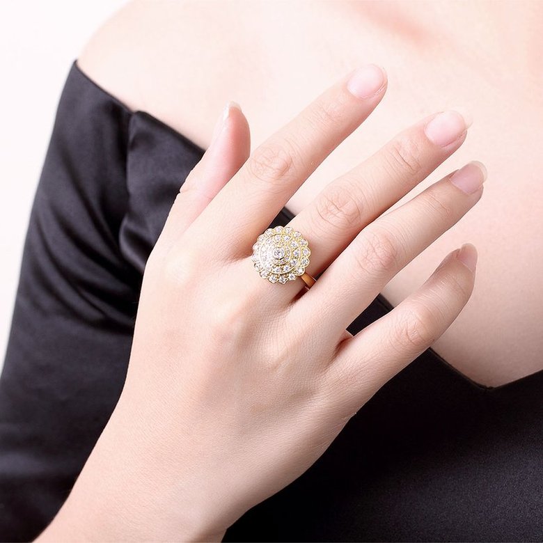 Wholesale Classic 24K Gold Round White CZ Ring TGGPR896 4