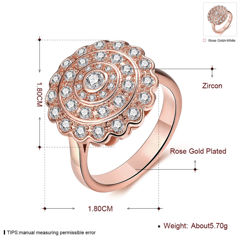 Wholesale Classic Rose Gold Round White CZ Ring TGGPR903 0
