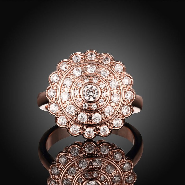 Wholesale Classic Rose Gold Round White CZ Ring TGGPR903 1