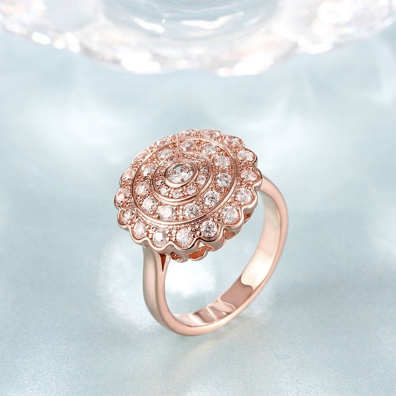 Wholesale Classic Rose Gold Round White CZ Ring TGGPR903 2