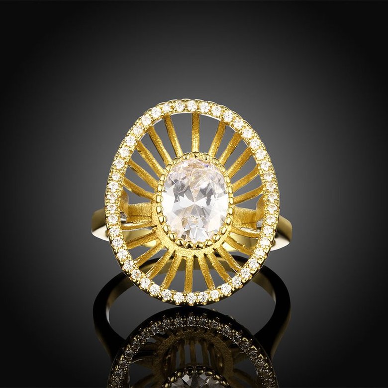 Wholesale Trendy 24K Gold Geometric White CZ Ring TGGPR917 0