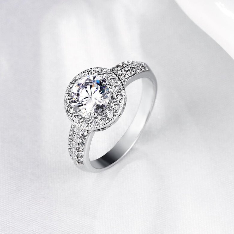 Wholesale Cute Platinum Plant White CZ Ring TGGPR967 0