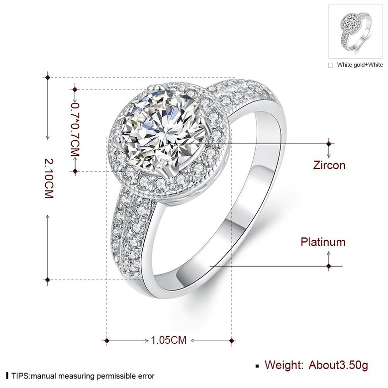 Wholesale Cute Platinum Plant White CZ Ring TGGPR967 1