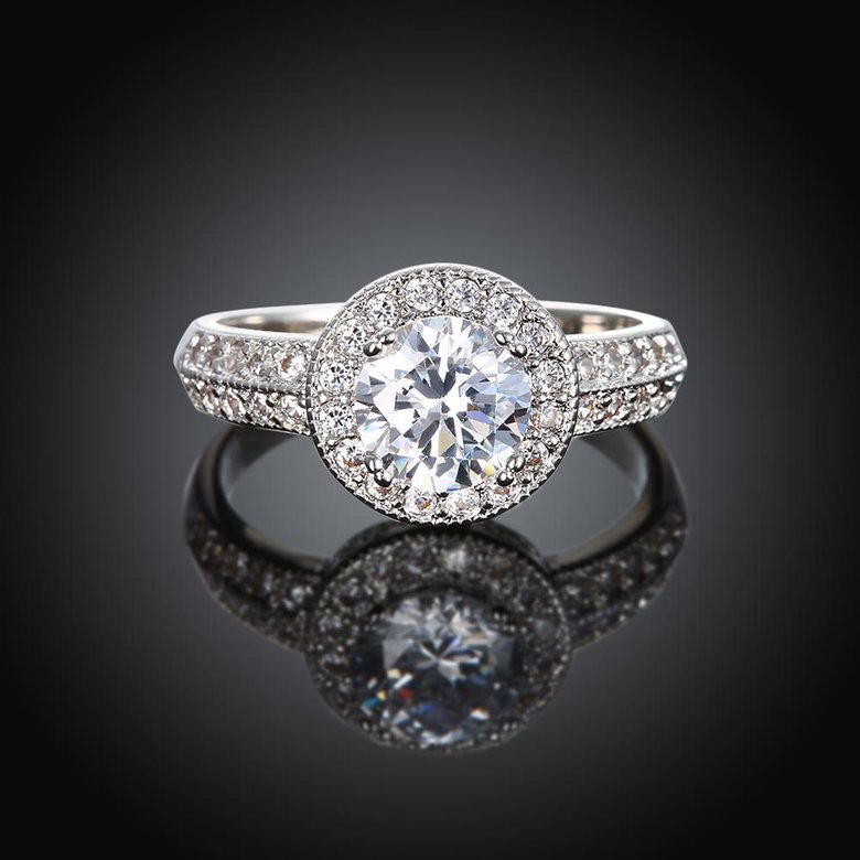 Wholesale Cute Platinum Plant White CZ Ring TGGPR967 2