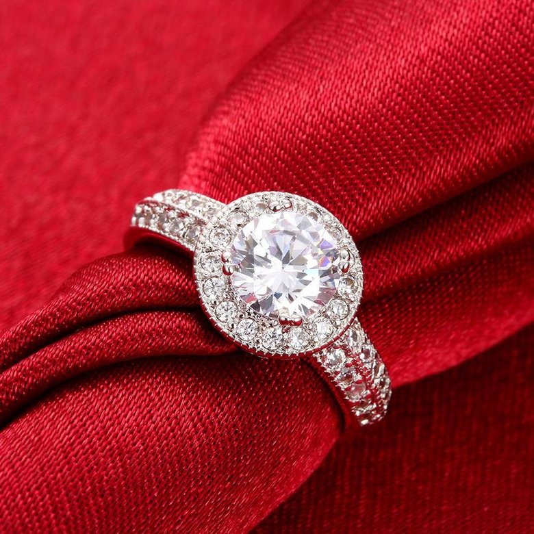 Wholesale Cute Platinum Plant White CZ Ring TGGPR967 3