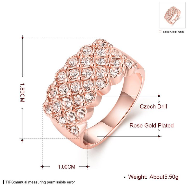 Wholesale Classic Rose Gold Plant White Rhinestone Ring TGGPR995 0