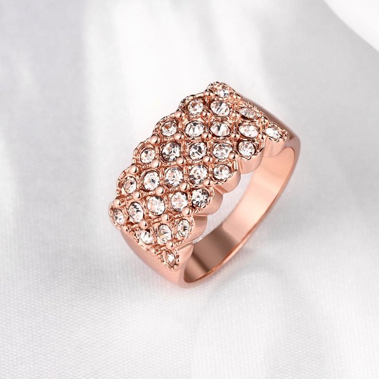 Wholesale Classic Rose Gold Plant White Rhinestone Ring TGGPR995 2