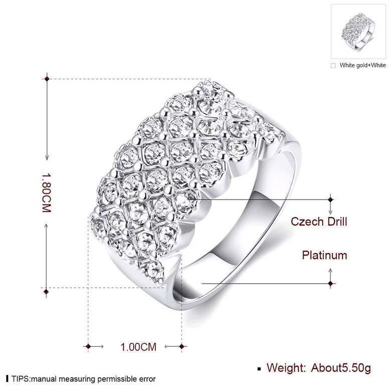 Wholesale Classic Platinum Plant White Rhinestone Ring TGGPR1002 0