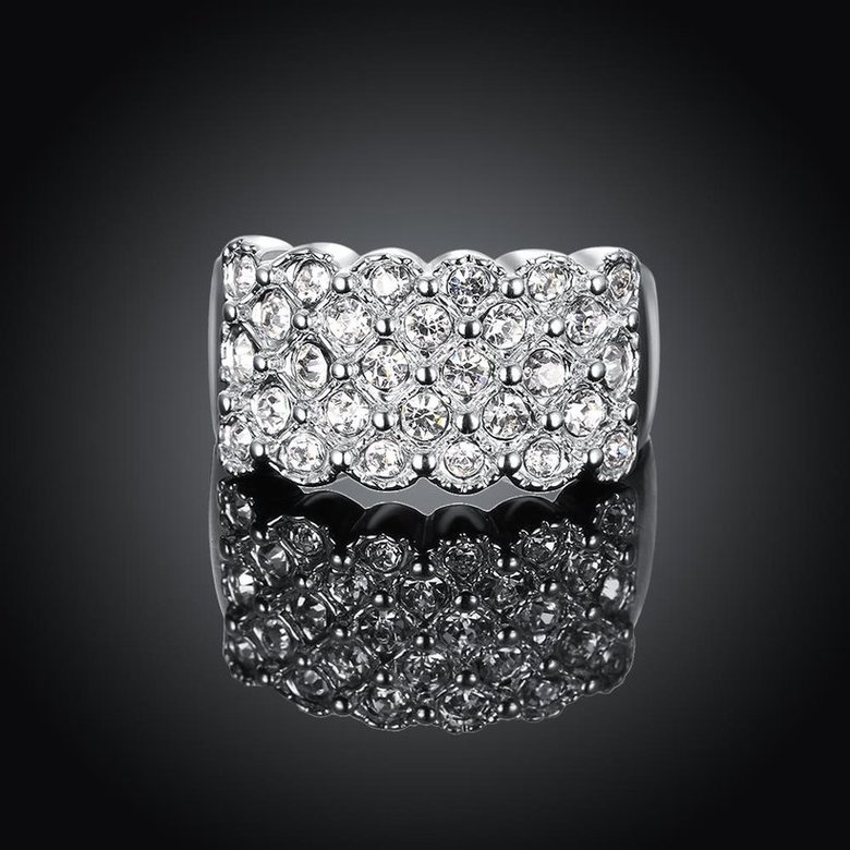 Wholesale Classic Platinum Plant White Rhinestone Ring TGGPR1002 1