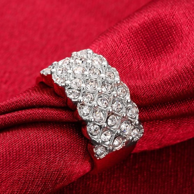 Wholesale Classic Platinum Plant White Rhinestone Ring TGGPR1002 3