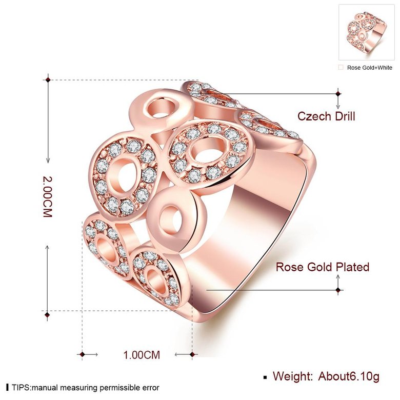 Wholesale Classic Rose Gold Geometric White Rhinestone Ring TGGPR1007 0