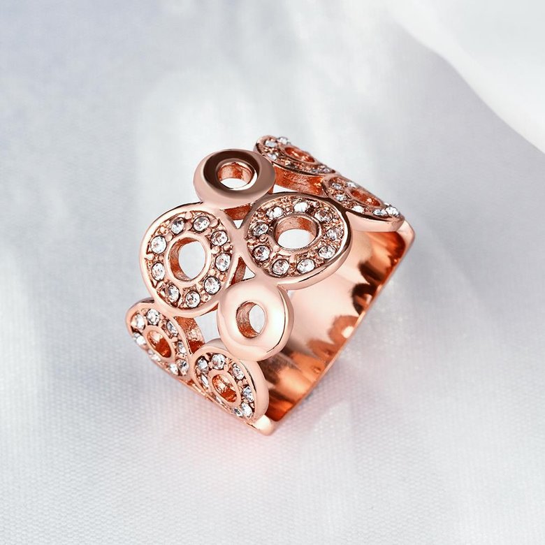 Wholesale Classic Rose Gold Geometric White Rhinestone Ring TGGPR1007 2