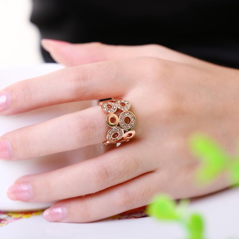 Wholesale Classic Rose Gold Geometric White Rhinestone Ring TGGPR1007 4