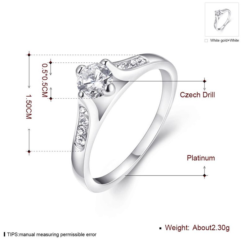 Wholesale Classic Platinum Geometric White Rhinestone Ring TGGPR1034 0