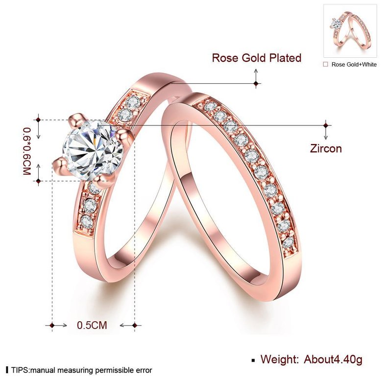 Wholesale Trendy Rose Gold Round White Rhinestone Ring TGGPR1040 2