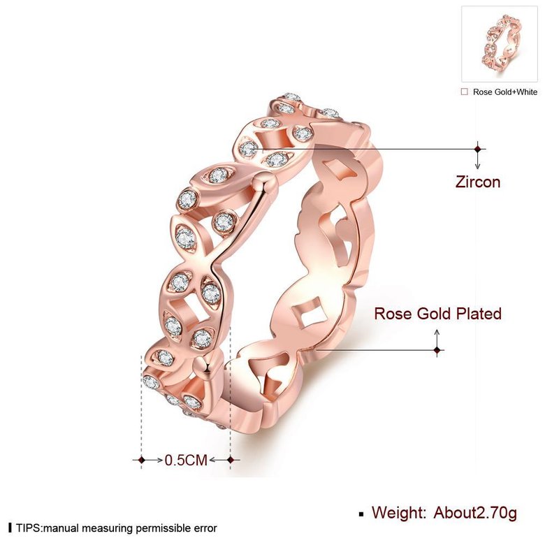 Wholesale Trendy Rose Gold Geometric White Rhinestone Ring TGGPR1058 0