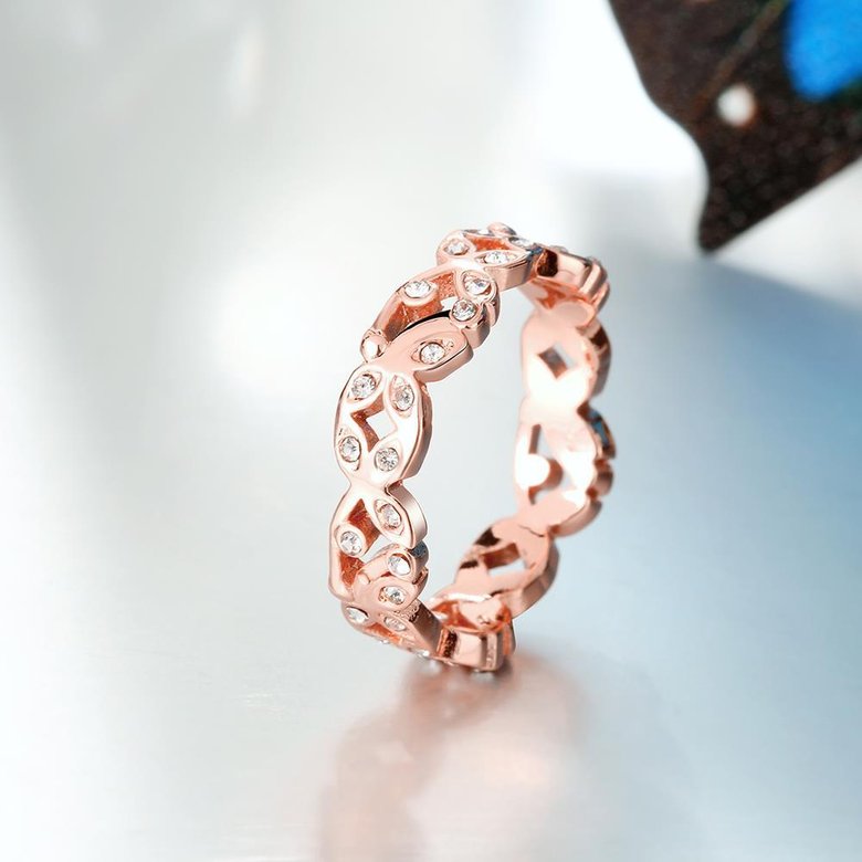 Wholesale Trendy Rose Gold Geometric White Rhinestone Ring TGGPR1058 3