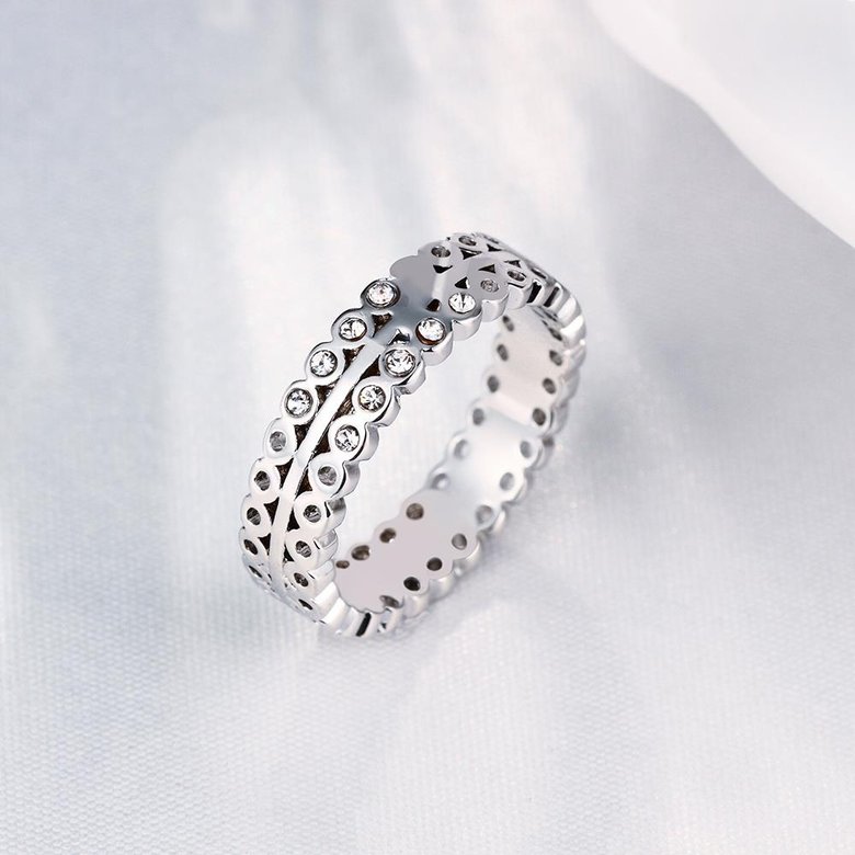 Wholesale Romantic Platinum Geometric White Rhinestone Ring TGGPR1064 0