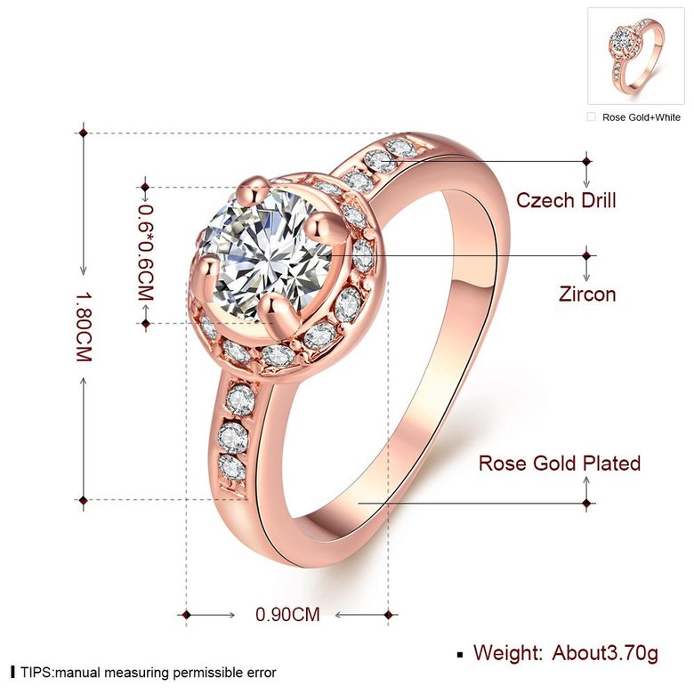 Wholesale Romantic Rose Gold Plant White Rhinestone Ring TGGPR1071 0