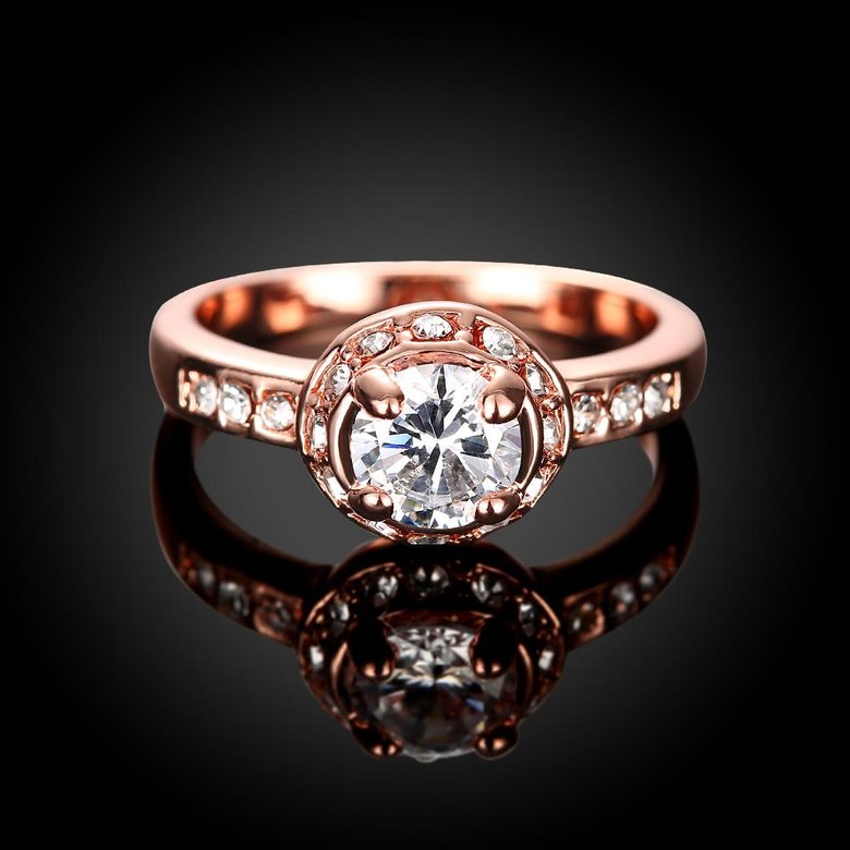 Wholesale Romantic Rose Gold Plant White Rhinestone Ring TGGPR1071 1