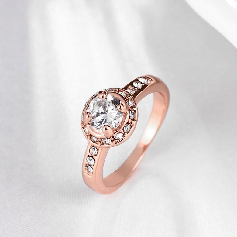 Wholesale Romantic Rose Gold Plant White Rhinestone Ring TGGPR1071 2