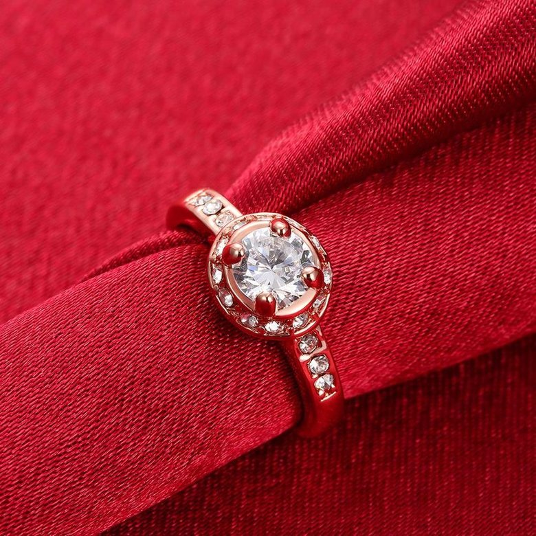 Wholesale Romantic Rose Gold Plant White Rhinestone Ring TGGPR1071 3