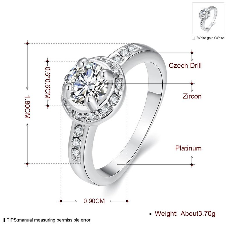 Wholesale Romantic Platinum Plant Rhinestone Ring TGGPR1078 2