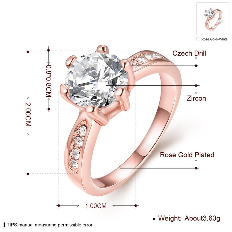 Wholesale Classic Rose Gold Plant White Rhinestone Ring TGGPR1092 0