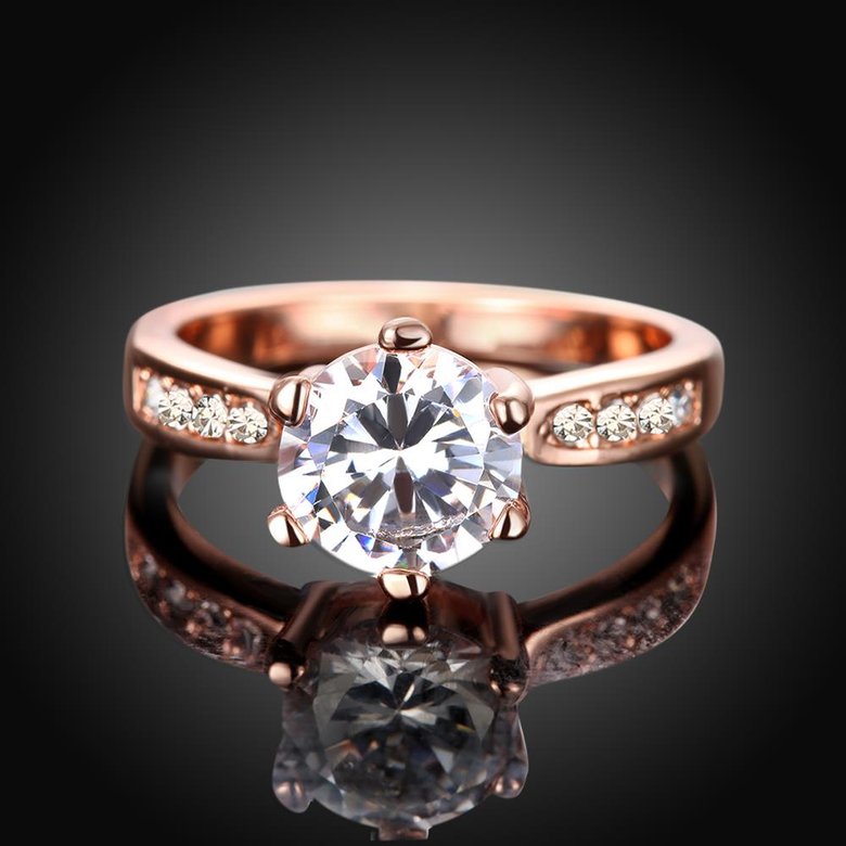 Wholesale Classic Rose Gold Plant White Rhinestone Ring TGGPR1092 1