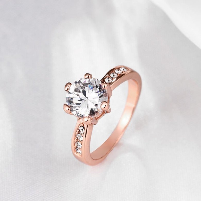 Wholesale Classic Rose Gold Plant White Rhinestone Ring TGGPR1092 2