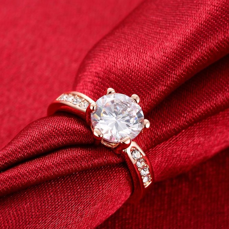 Wholesale Classic Rose Gold Plant White Rhinestone Ring TGGPR1092 3