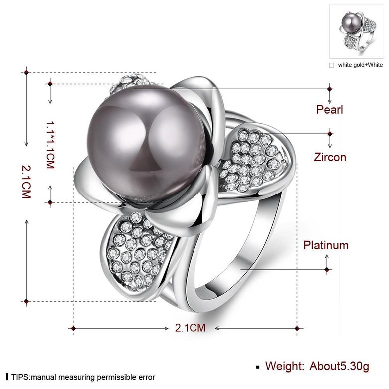 Wholesale Romantic Platinum Plant Multicolor Rhinestone Ring TGGPR1106 0